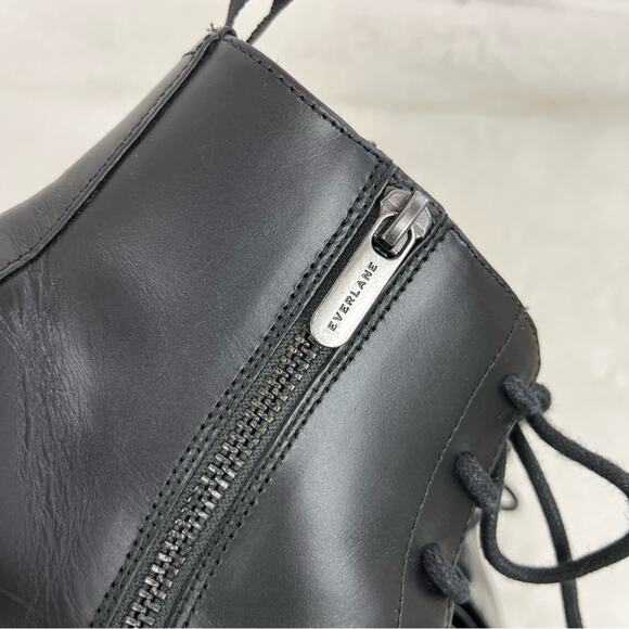 Everlane Women’s The Modern Utility Black Leather Lace Up Ankle Moto Boots 9 - Picture 10 of 15